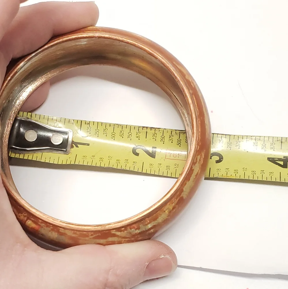 Hand Painted MRS Bronze Distressed Bangle Bracelet Vintage Style